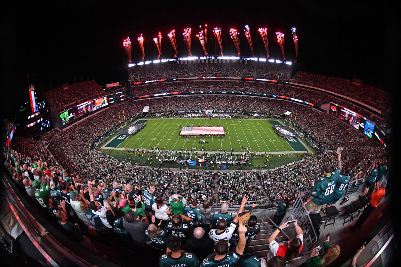 A general view of Lincoln Financial Field during the national anthem before game between Philadelphia Eagles and Minnesota Vikings.