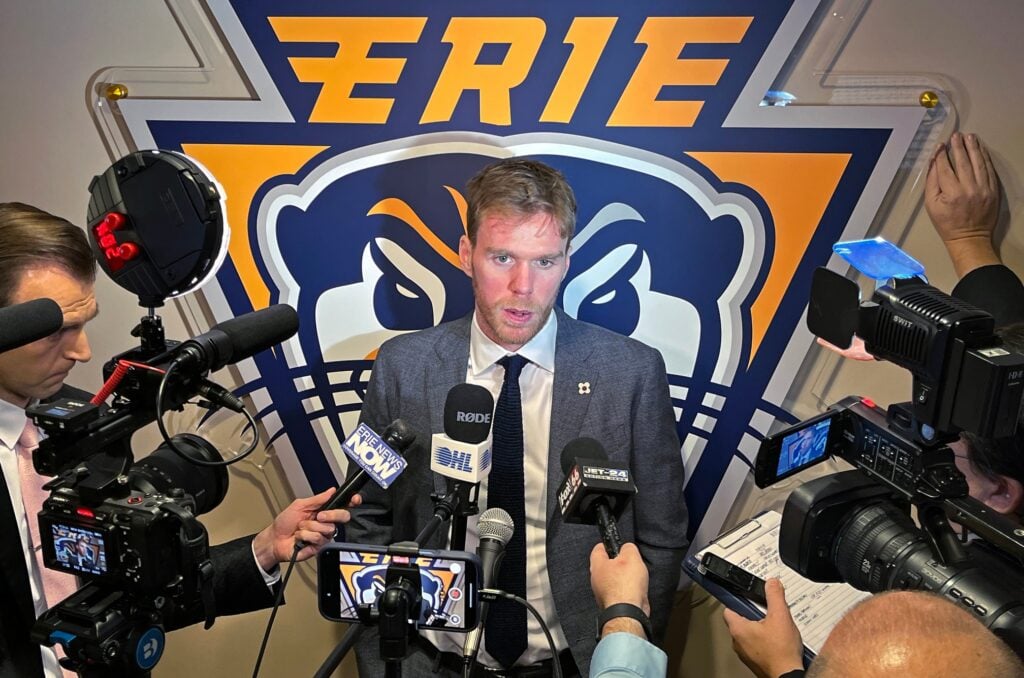 Connor McDavid when he was with the Erie Otters