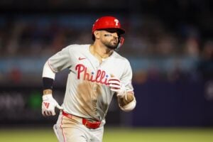 Nick Castellanos is showing improved plate discipline early in the 2025 season.